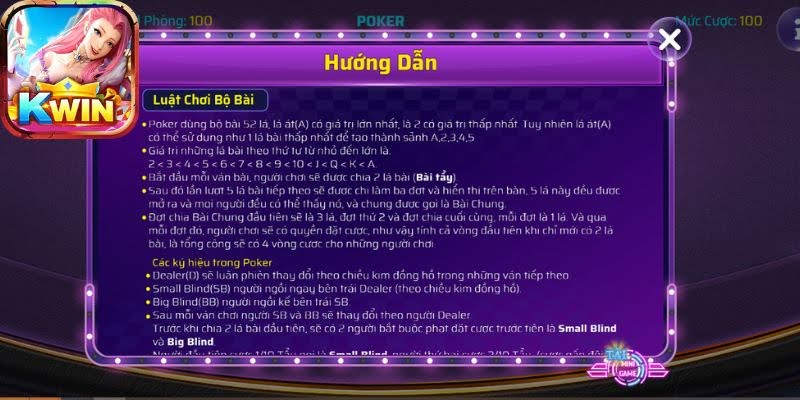 Luật chơi cơ bản của game bài Poker anh em cần nắm vững
