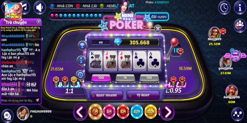 Mini Poker là game bài kết hợp quay hũ thú vị