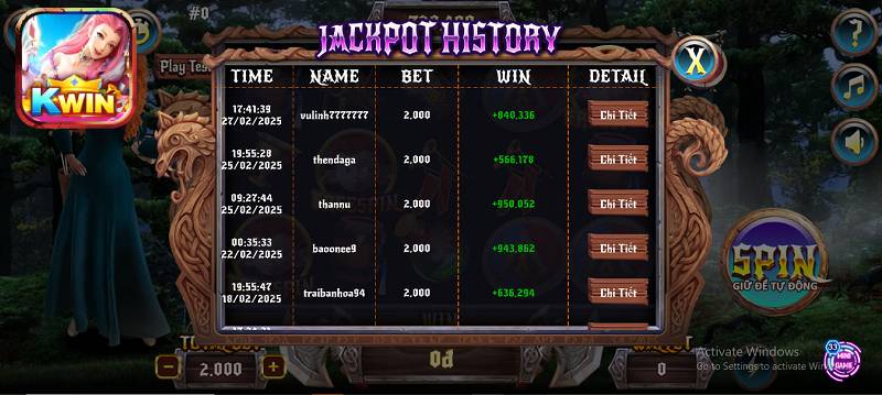 Nhiều người chơi đã chinh phục được slot game Brave tại Kwin